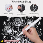 Thboxes White Pens Set, 6 Pcs Acrylic Paint Pens Dual-Tip Marker Fineliner Brush Pen Quick-Drying Waterproof White Ink Pen for Black Paper Drawing Sketching Clothes Wood Glass Ceramic Stone