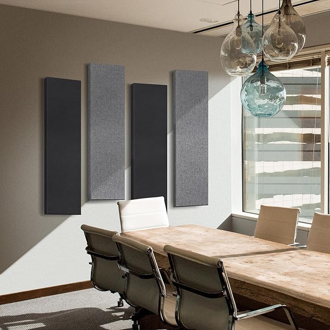 UMIACOUSTICS 2 PCS Fiberglass Acoustic Panels, 48x12x2 Inches Sound Absorbing Panels,Sound Proof Panels for Studios, Office, Home Theater. (Black)