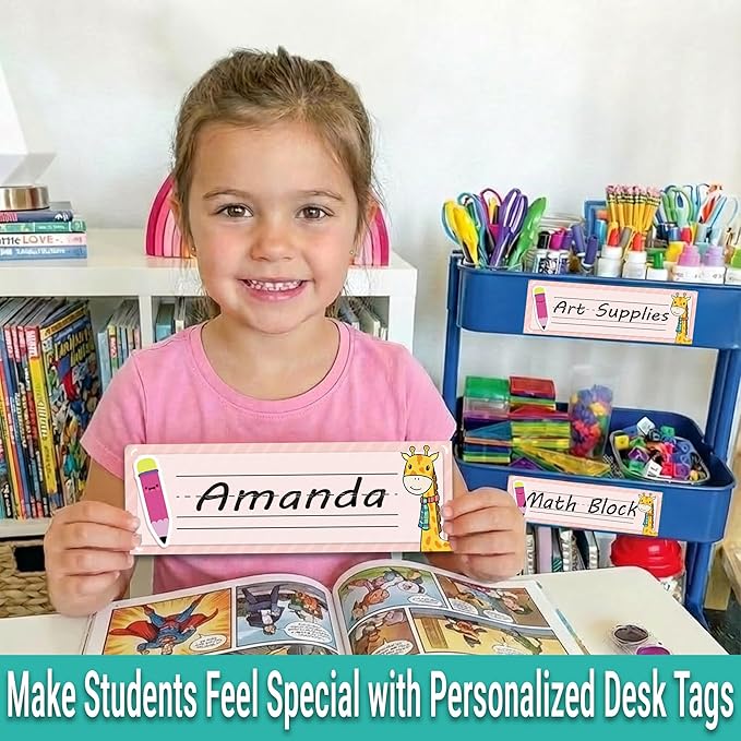 36PCS Desk Name Tags for Classroom – Student Name Plates for Classroom, Kindergarten & Elementary School, 9x3inch Chalkboard Name Tags for Teachers, Desks, Lockers & School Supplies (Style01)
