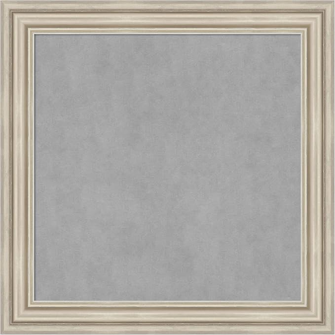 Amanti Art Silver Framed Magnetic Board 30x30 Medium Vision Board for use with Magnets, 100% Metal Sheet to Display Items as Office Decor or for Home Organization in mudroom, Kitchen or Kids Room