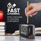 Battery-Operated Electric Pencil Sharpener for Kids, School, Home, Office - for No. 2 Pencils and Colored Pencils