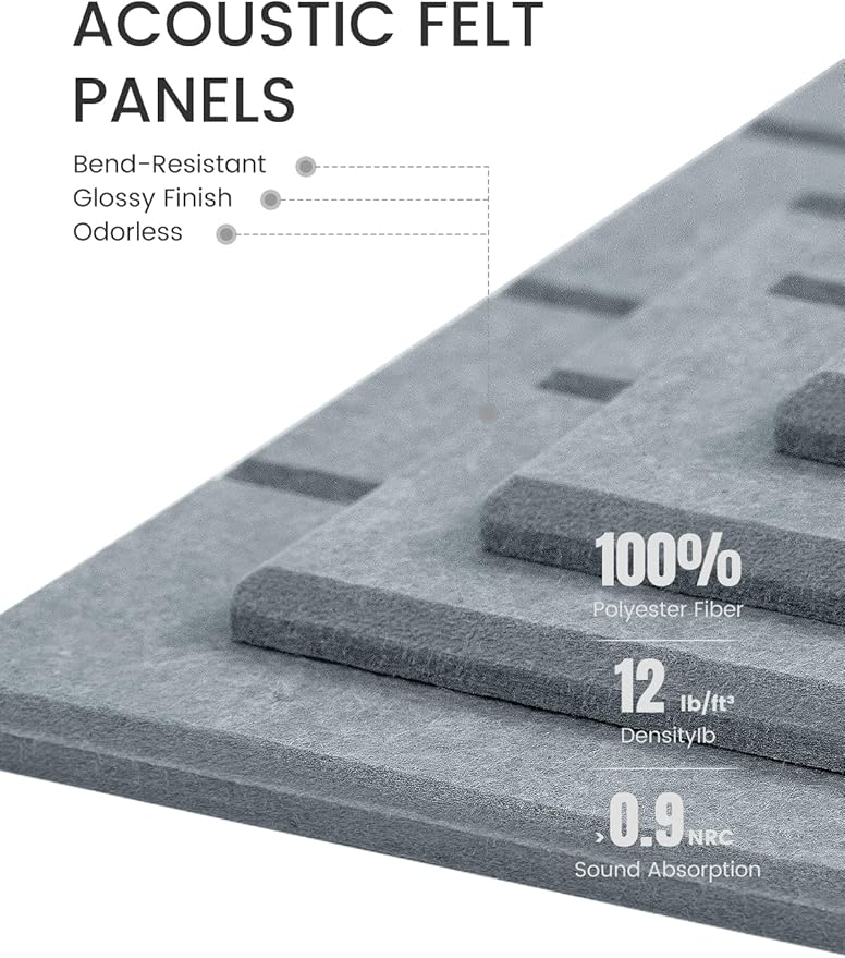 Large Felt Bulletin Board 36"x24" Cork Board Alternative - 6 Pack with 40 Safe Removable Adhesive Tabs, Cork Boards for Walls Felt Board for Home Office Classroom Pin Board-Blue Gray