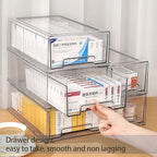Sgoostood 6 Pack Stackable Organizer Drawers, Clear Desk Storage Box,Transparent Drawer in Home, Office and Kitchen Pull Out Organizer Bins for Make Up, Jewelry, Pen, Desktop Stationary (6L drawer)