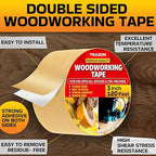 Trazon Double Sided Woodworking Tape Super Strong, 3 Inch x 120 Feet, Wood Crafter Sticky Tool, Two Side Adhesive for Router Templates and CNC Machine, Removable & Residue Free