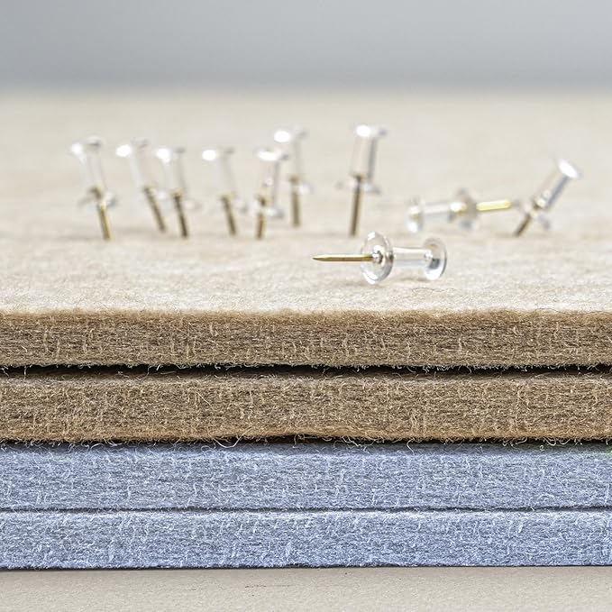 Lightomorrow Bulletin Board, 24 x 18 inches Felt Board Decorative Pin Board, Cork Board Alternative for Wall, Foldable Photo Board Self-Adhesive Vision Board with 20 Pushpins - Lavender Blue