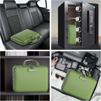 Fireproof File Organizer with Lock, Hard-Shell Case Fireproof Document Box with 13 Colorful Pockets Accordion File Folder, Important Document Organizer for Letter A4 Files Laptop Passports (Green)