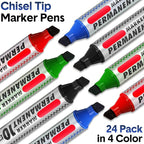 Thenshop 24 Pack Jumbo Permanent Markers Bulk: Large Chisel Tip Permanent Markers Quick Drying Waterproof Pallet Pens for Office Logistics Company and More(Black, Blue, Red and Green)