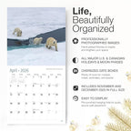 RED EMBER Arctic 2026 Wall Calendar 12 Month | 12" x 24" Open | Thick & Sturdy Paper | Holiday Gift | Travel Calendar 2026