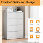 Bestoo 4-Drawer Lateral File Cabinet with Lock, Filing Cabinet for Home Office, Metal File Storage Cabinets, Fits File Folders, Letter/Legal/F4/A4 Sizes, Assembly Required (White)
