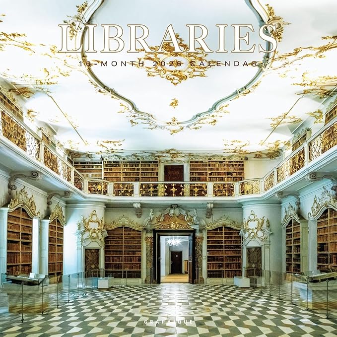 Graphique 2026 Libraries Wall Calendar | 12” x 12” | Thick Paper | Home & Office Organizer | Large Monthly Grid | 3 Languages & Marked Holidays | 4 Month Preview Page for 2027