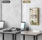 EasyPAG 8 Pocket Mesh Wall File Organizer, Hanging Paper Folder Holder with Classify Label, Vertical Wall Mount Mail Organizer for Office Home Classroom, Gold