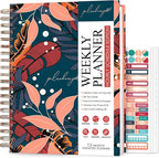 PLANBERRY Large Hourly Schedule Planner Premium – Undated Organizer for Productivity, Time Management & Budget, 8x10.4″ (Tropical Night)