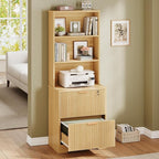 SEDETA 2 Drawer File Cabinet with Lock, Wood Filing Cabinet fits Letter, Legal, A4 Size, Hanging File Folders, Farmhouse File Cabinets for Home Office with Adjustable Storage Shelf, Natural Oak