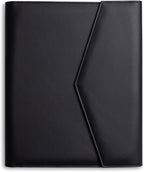 FOREVERMORE PORTFOLIOS Padfolio Binder Organizer for Women | Faux Leather Portfolio Folder for Resume, Documents, Notebook, Tablet and Business Cards | Notepad Included - Black