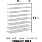 Regal Altair 21" Deep x 72" Wide x 86" Height Wire Shelving Kit | 8-Tier | NSF Commercial Storage Rack Unit