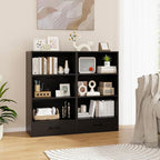 Tangkula 3 Tier Bookcase with Drawer, 42.5”Tall Freestanding Bookshelf with 3 Open Shelves & 1 Drawer, Anti-toppling Devices, Modern Display Storage Organizer for Home Office (Black, 42.5" H)