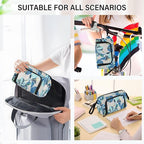 Bolaz Big Capacity Pencil Pen Case Pouch Bag School College Office Organizer for Teens Girls Adults Student-Blue Flower Pattern
