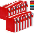 feela 15 Pack Pocket Small Notebooks Bulk, Mini Cute Notepads Hardcover College Ruled Lined Journals with Pen Holder for School Business Memos, with 15 Black Pens, 3.5”x 5.5”, A6, Red