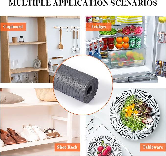 Shelf Liners for Kitchen Cabinets, 14Inch x 30Ft, Non-Adhesive Shelf Liner, Non-Slip Kitchen Drawer Liners, Waterproof Durable Cabinet Liners for Shelves, Cupboard, Pantry, Gray