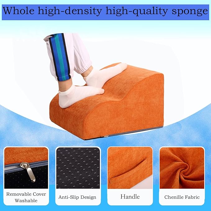 OpyTikar Foot Rest for Under Desk at Work.Multifunctional 3-Tier Foot Stool,with Washable Footrest.for Under Desk,Office Chair Gaming Chair & Sofa,Leg Elevation Pillow,Supports Posture (Orange)