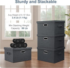 Graciadeco Medium 15" 21 Quart Collapsible Stackable Storage Bins with Lids, 3 Packs Dark Grey Foldable Fabric Closet Boxes Heavy-duty Linen Cube Baskets Container for Bedroom Office (15 x 11 x 8)