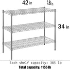 Regal Altair 18" Deep x 42" Wide x 34" Height Wire Shelving Kit | 3-Tier | NSF Commercial Storage Rack Unit