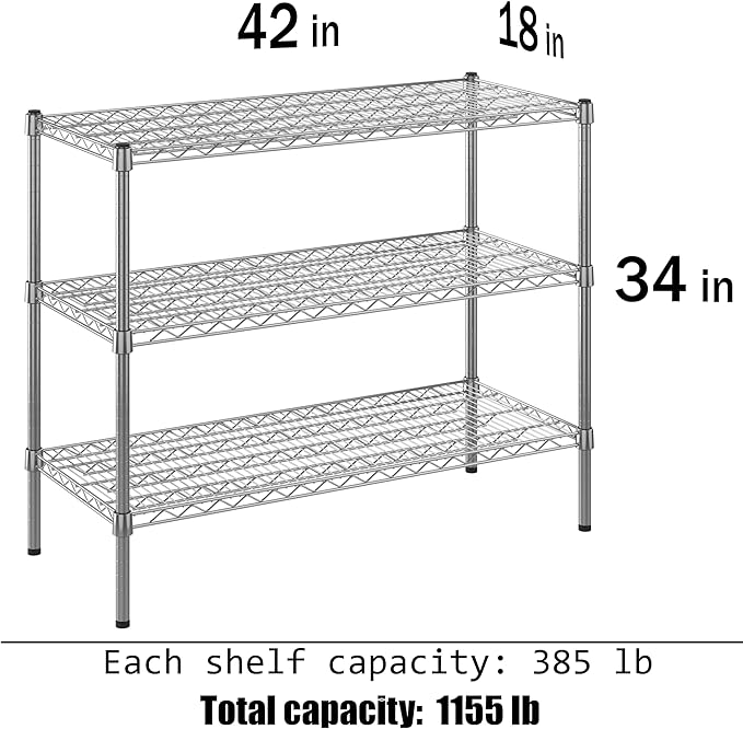 Regal Altair 18" Deep x 42" Wide x 34" Height Wire Shelving Kit | 3-Tier | NSF Commercial Storage Rack Unit