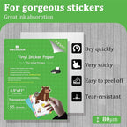 MECOLOUR Clear Sticker Paper for Inkjet Printer -95% Transparent 8.5x11 Inch Vivid Colors, Tear Resistant -50 Sheets