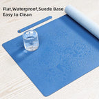 Wolaile Faux Leather Desk Pad Blotter,Water and Slip Resistant Writing Desk Protector Mat,Blue Large Mouse Pad for Desktop/Office Home Table Cover,36x17 in