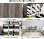 TQVAI Wood Literature Organizer, 27 Slots Hold 13500 Sheets A4 Papers, Wooden Desk File Paper Storage Organizer with Adjustable Shelves, Mailbox Cubbies for Office Home Classroom, Retro Grey/White