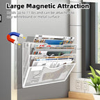 LQPAFZ 3-Tier Magnetic File Holder, No Drilling Installation File Cabinet Organizer, White Magnetic File Organizer, Magazine Rack, Magnetic Paper Holder for Refrigerator, File Cabinets,White