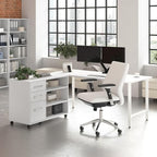Bush Business Furniture Hustle 72W x 30D Computer Desk and Storage Cabinet with Drawers and Shelves in White/White, Modular Office Table for Home and Professional Workspace