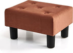 BRIAN & DANY Small Foot Stool, Velvet Foot Stools with Legs, Stable Small Footstool for Living Room, Brown