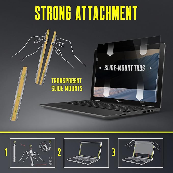 Privacy Screen Adhesive Tabs and Strips for Computer Monitors and Laptops - Replacement kit