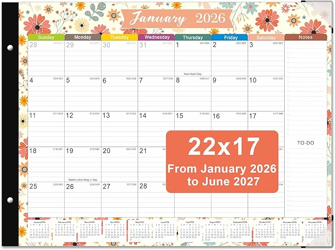 Desk Calendar 2026-2026 Desk Calendar Large 22x17, 18 Mouths From January 2026 to June 2027, 22" x 17" Desk Pad Calendar, Office Supplies Perfect for Organizing and Planning In Office, School or Home