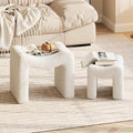 ZYKZYK Ottoman Set of 2, Plush Velvet Vanity Seats with Modern Foot Rest, Backless Stool Pair for Bedroom, Living Room & Makeup Dressing Table(2-in-1) White