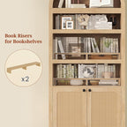 81" Tall Arched Cabinets,Bookcase with storage,Mid-Century Modern 6-Tier Bookshelf with Door,2 Book Risers and Adjustable Shelves offering more storage space for Living Room,Kitchen,Home Office,Oak