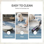 GENIMO No Crease Non Slip 8x10 Area Rugs for Living Room, Craft Woven Modern Abstract Rug, Soft Floor Carpet, Single-Piece Rugs for Bedroom, Dining Room, Office, Blue