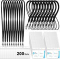 Marspark 200 Sets Clear Name Tags with Lanyard, Lanyards for ID Badges Reusable Strap with ID Holder Plastic Name Badges for Adults Business School Church Conference (Black)