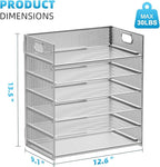 Marbrasse 2 Pack Desk Organizer with Handle, 6 Tier Paper Letter Tray, Mesh Desk File Organizer for Office, School and Home - Silver