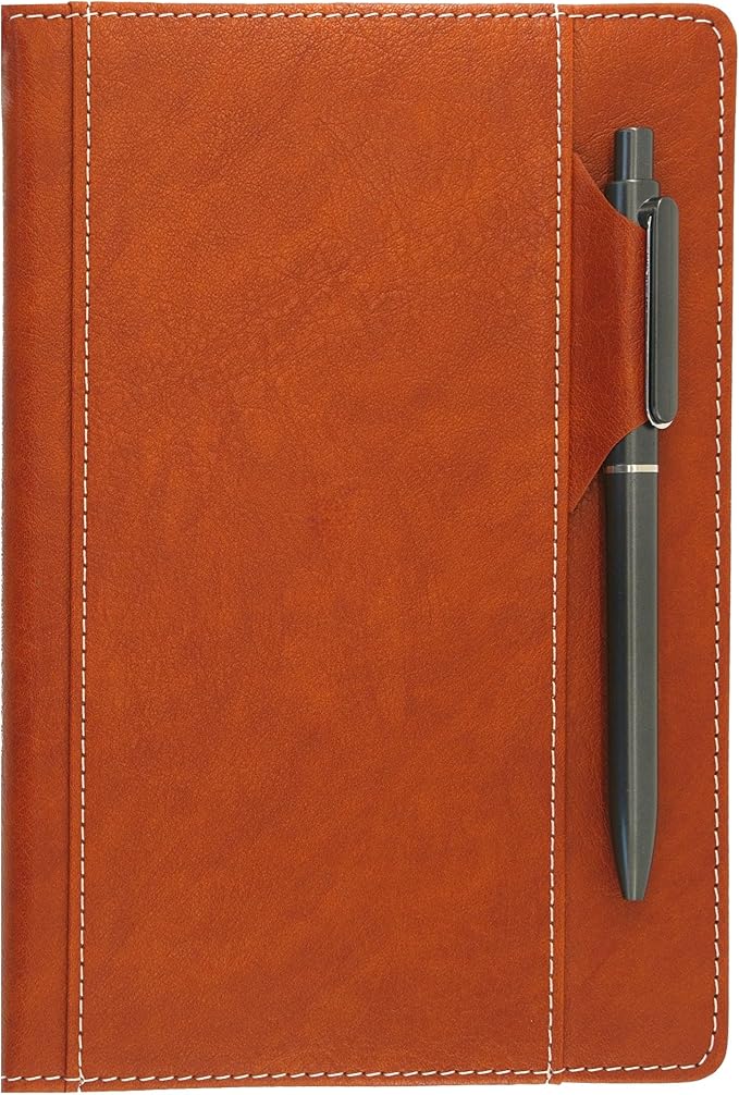 SLFreMint Premium Hardcover Executive Notebook with Pen and Pen Holder Clip, Card Pockets, 240 Pages, College Ruled, 80GSM, Leather Note Book for Work, Study, Diary and Other Scenarios, Suitable Journal for Both Men and Women
