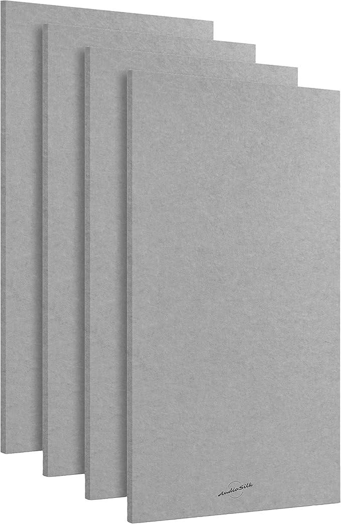 AudioSilk Acoustic Panels, 4 Pack ROOM KIT, Large, 46" x 23", Mid Grey
