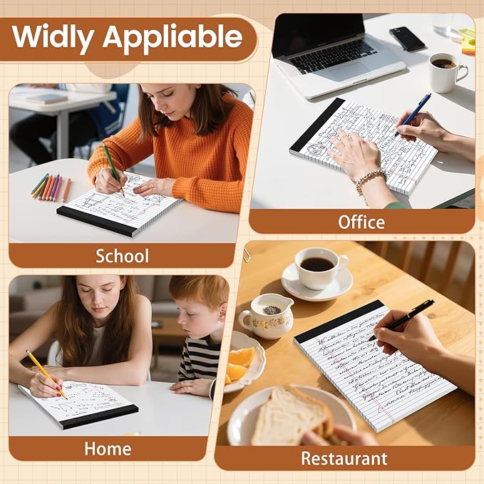 Legal Pads 8.5 X11, Narrow Ruled Notepads, 6 Pack, 50 Sheet/Pad, White Legal Pads, Tear Off Notepad, Perforated Writing Pad, Notebook Paper College Ruled, Notepads for Office Home School, Notepad