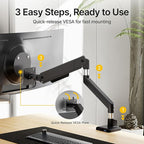 monTEK Single Monitor Arm with USB for Max 45 Inch Ultrawide Screens Adjustable Monitor Desk Mount Holds 35 Lbs Cable Management with C Clamp/Grommet Desk Mount, VESA 75/100mm, MA1007UCBK