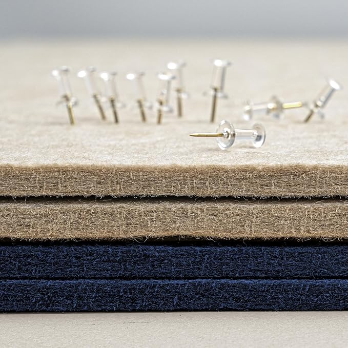 Lightomorrow Bulletin Board, 35 x 17 1/2 inches Felt Board - Decorative Pin Board, Cork Board Alternative for Wall, Foldable Self-Adhesive Vision Board Prayer Board with 20 Pushpins Dark Blue