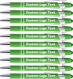 HEYZARDA Personalized Pens with Name Text Logo Custom Ballpoint Pen for Business Office Events with Stylus for Touchscreen 10 Pcs Green