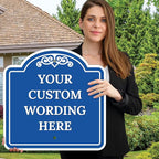Custom Decorative Sign, Personalized Metal Sign for Business, Driveway, Home, Airbnb, Office Door Plaque, Blue Background, 24x24 Inches, ACM, Fade Resistant, Made in USA