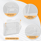 Docnest 2 Tier Mesh Wall File Holders with Hooks – 3 Pack Hanging Letter Holder - Document Organizer for Mail, Paper, Office, Home, School – Space-Saving Wall Mounted Folder Holder – White