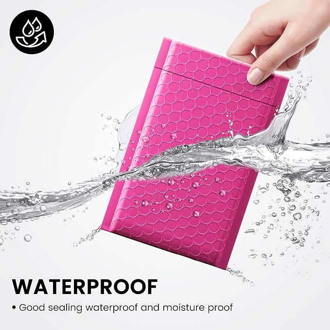 Fuxury Bubble Mailers 4x8" 100 Pack Pink Bubble Mailers Usable Size 4x7” Small Padded Envelopes Waterproof Mailing Envelopes Bubble Padded