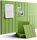 Fluxynara Felt Bulletin Board Tiles Large 48" x 36" Cork Board Alternative-6 Pack with 40 Adhesive Tabs, Thick Slat Wall Panels for Office Decor, Push Pin Board Wall Organizer Alternative-Kelly Green